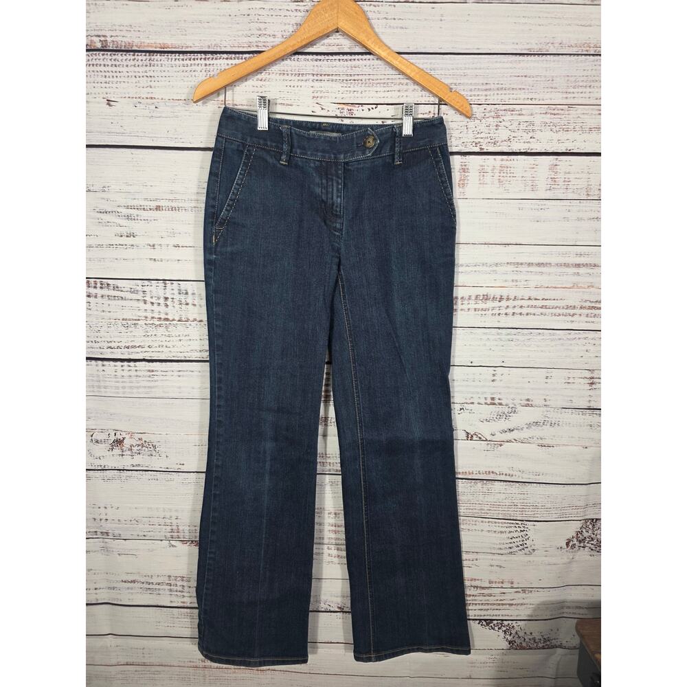 Ann Taylor Curvy Fit Jeans Women's Size 0 Dark Wash Straight Lef Below Waist